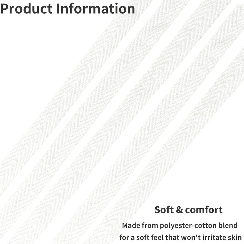 Evora 3/8 Inch Herringbone Twill Tape - 25 Yards Polyester Cotton Fabric Trim, 1mm Thick Durable Soft Webbing Strap for Sewing & Garment, Crafting- Flat Double Fold Bias Tape (White 001) - Image 4